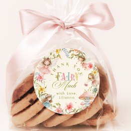 Fairy First Birthday Colorful Bright Thank you Classic Round Sticker