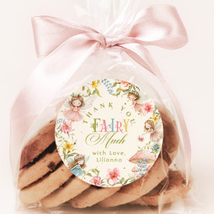 Fairy First Birthday Colorful Bright Thank you Classic Round Sticker