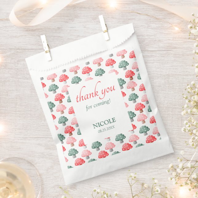 Fairy First Birthday Cute Colourful Mushroom Favour Bags (Clipped)