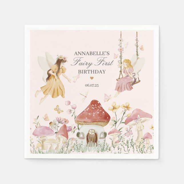 Fairy First Birthday Enchanted Dessert Tableware Napkin (Front)