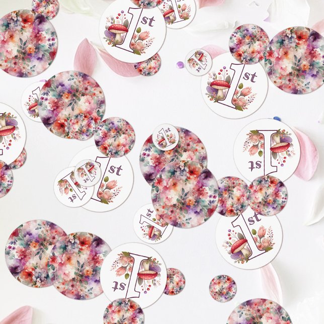 Fairy First Birthday Enchanted Floral Watercolor Confetti (Fairy First Birthday Table Confetti)