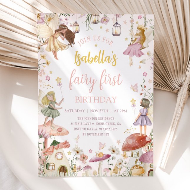 FAIRY FIRST BIRTHDAY Fairy Garden Birthday Party Invitation (Creator Uploaded)
