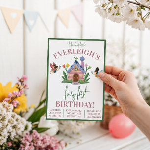 Fairy First Birthday, Fairy Garden Themed Birthday Invitation