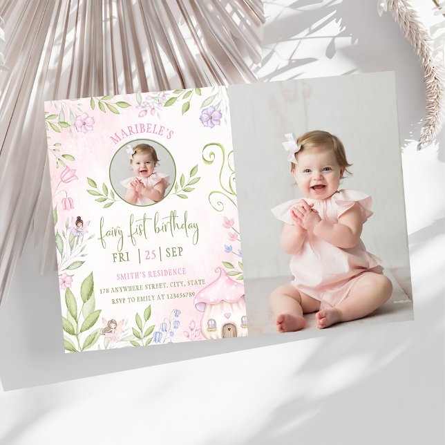 Fairy First Birthday Forest Mushroom Photo Invitation (Creator Uploaded)