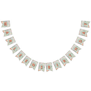 Fairy First Birthday Forest Watercolor Mushroom Bunting