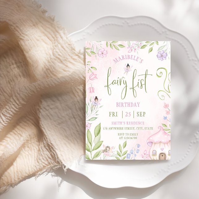 Fairy First Birthday Forest Watercolor Mushroom Invitation (Creator Uploaded)
