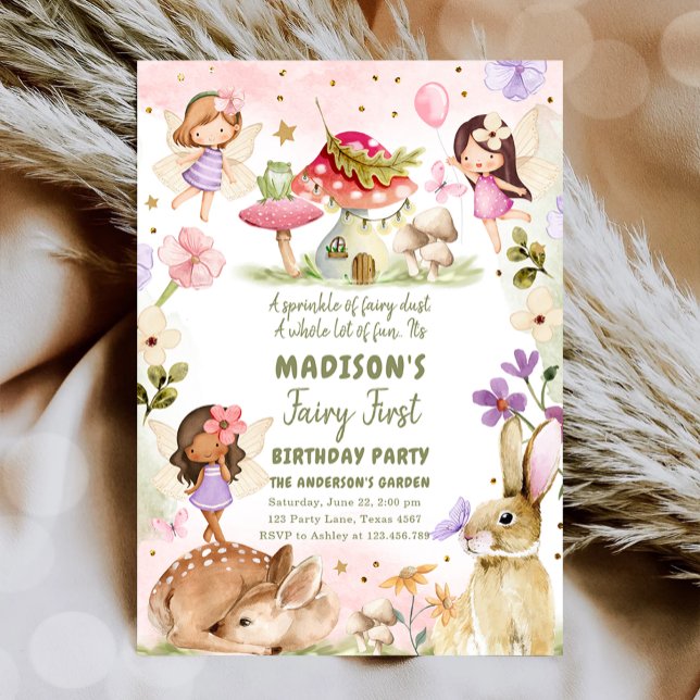 Fairy First Birthday Girl 1st Fairy Forest Magical Invitation (Creator Uploaded)