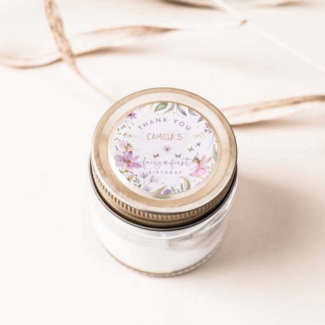 Fairy First Birthday Girl Classic Round Sticker (Creator Uploaded)