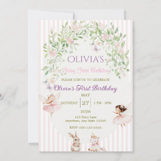 Fairy First Birthday Invitation