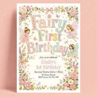 Fairy First Birthday Invitation
