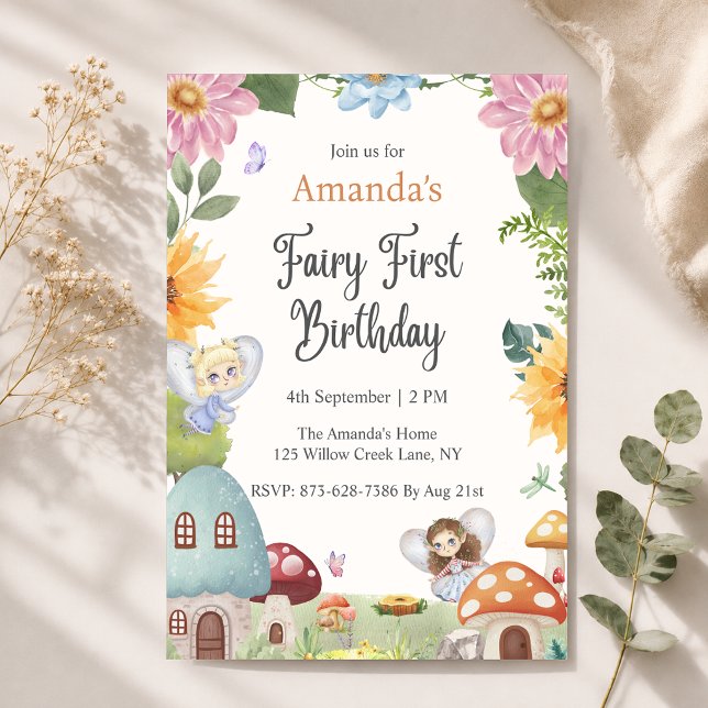 Fairy First Birthday Invitation (Front)