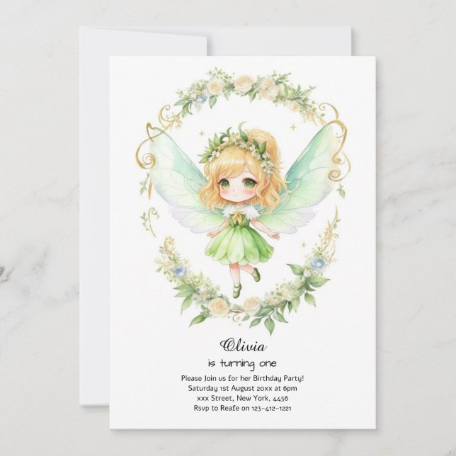 Fairy First Birthday Invitation (Front)