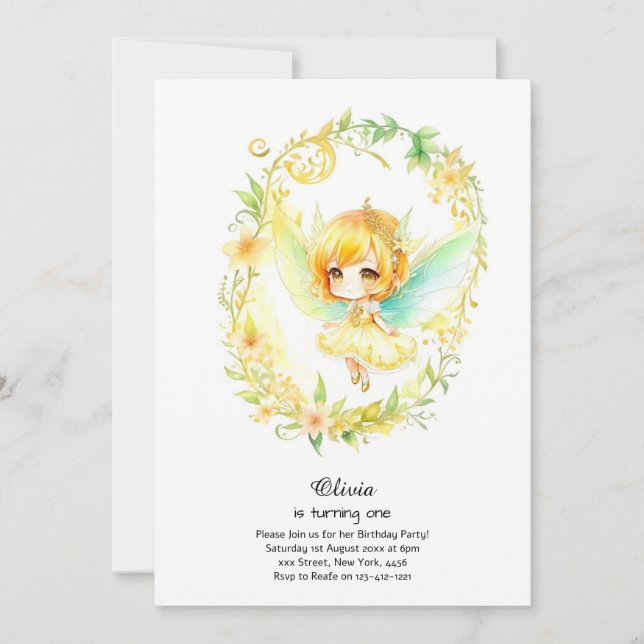 Fairy First Birthday Invitation (Front)