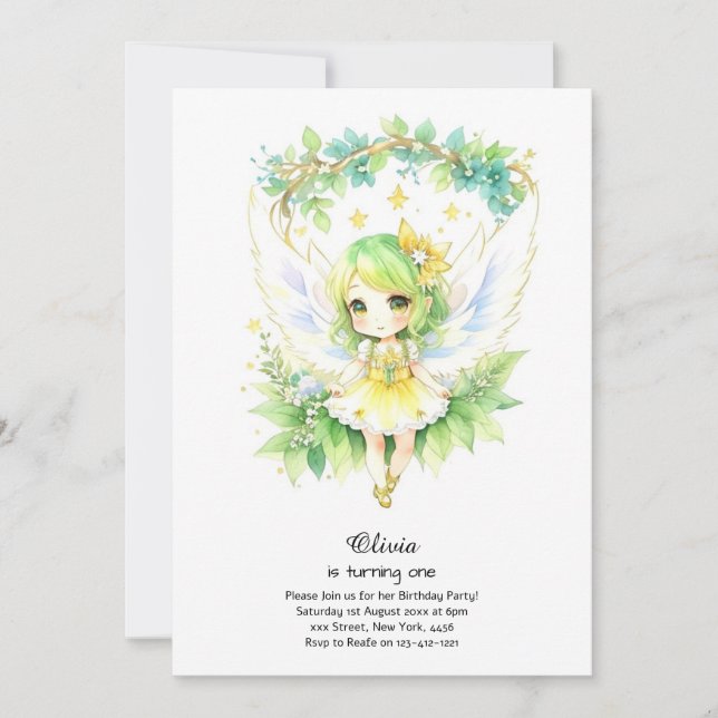 Fairy First Birthday Invitation (Front)