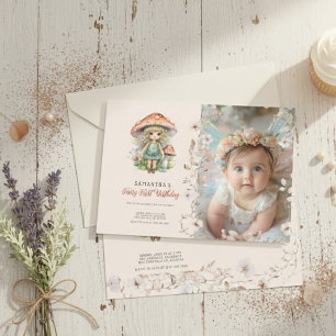 Fairy First Birthday Invitation   Dusty Purple