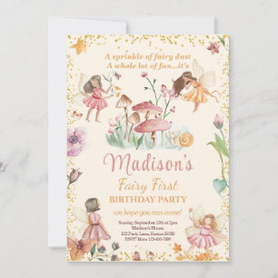 Fairy First Birthday Invitation Fairy Invitation