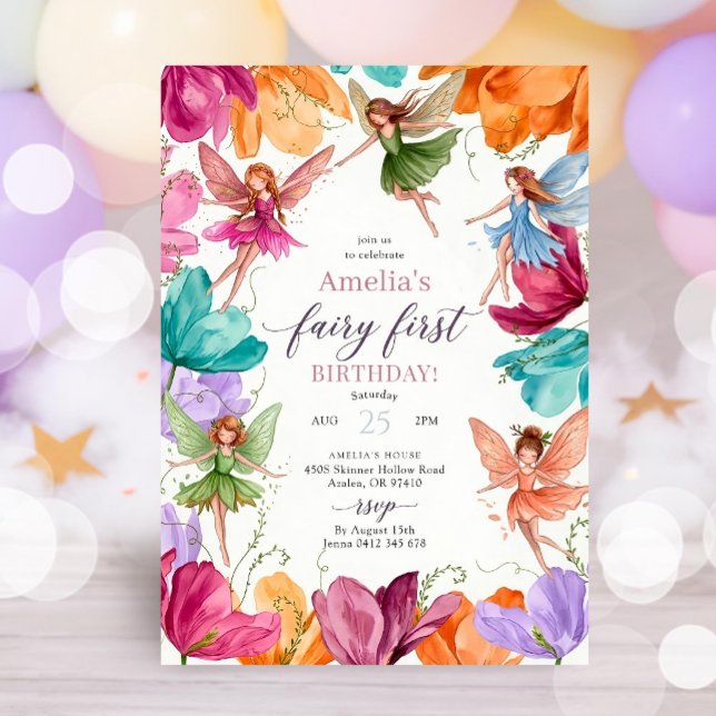 Fairy First Birthday Invitation, Fairy Invitation (Creator Uploaded)