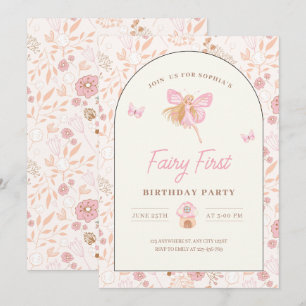 Fairy First Birthday Invitation, Garden birthday  Invitation