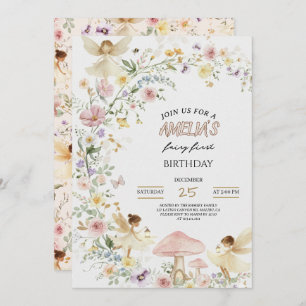 Fairy First Birthday Invitation Wildflower 1st