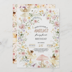 Fairy First Birthday Invitation Wildflower 1st