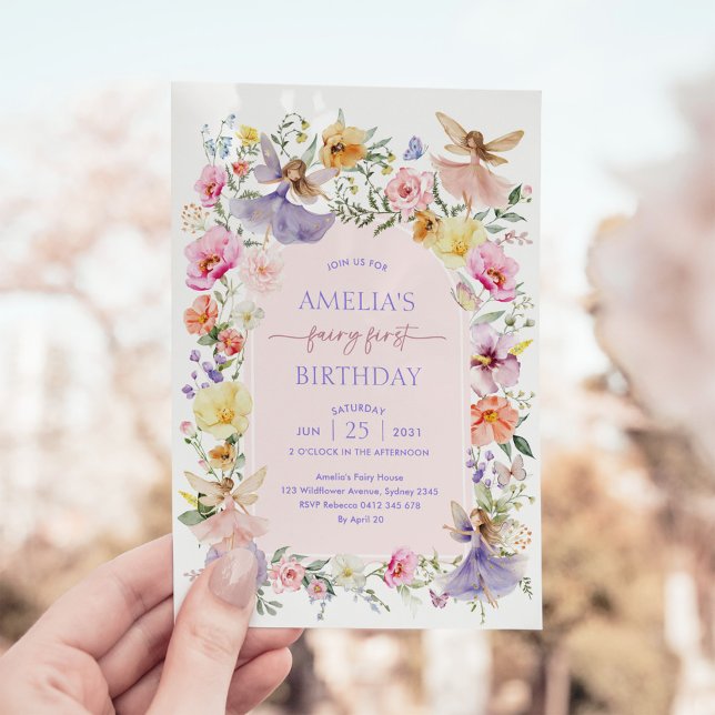 Fairy First Birthday Lush Wildflower Garden Party Invitation (Creator Uploaded)