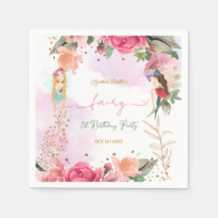 Fairy First Birthday Party Baby Girl  Napkin