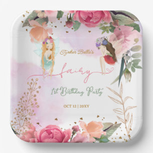 Fairy First Birthday Party Baby Girl  Paper Plate