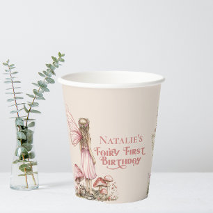Fairy First Birthday Party Blush Pink Personalized Paper Cups