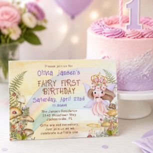 Fairy First Birthday Party Invitation