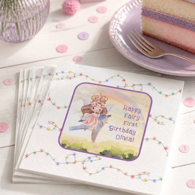 Fairy First Birthday Party Napkin (Creator Uploaded)