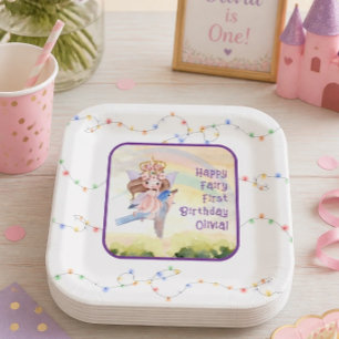 Fairy First Birthday Party Paper Plate
