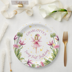 Fairy First Birthday Party Paper Plate