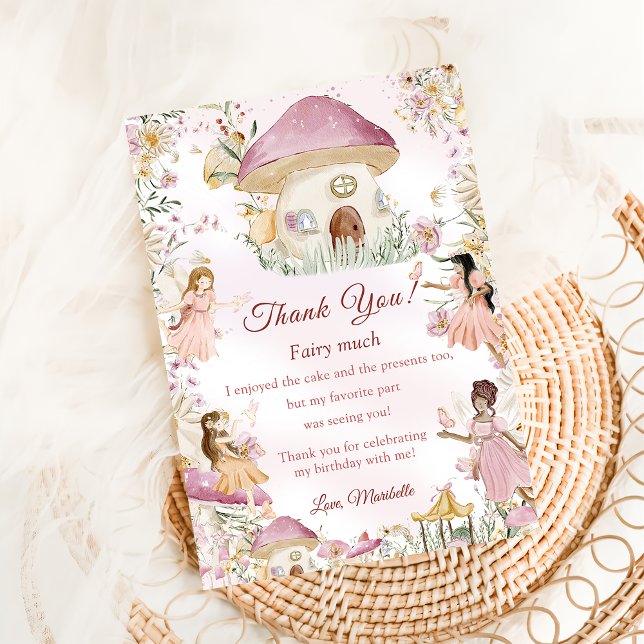 Fairy First Birthday Photo Thank You Card (Creator Uploaded)