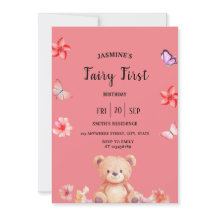 Fairy First Birthday pink party Invitation