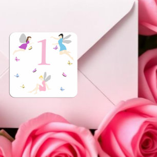 Fairy First Birthday Square Sticker