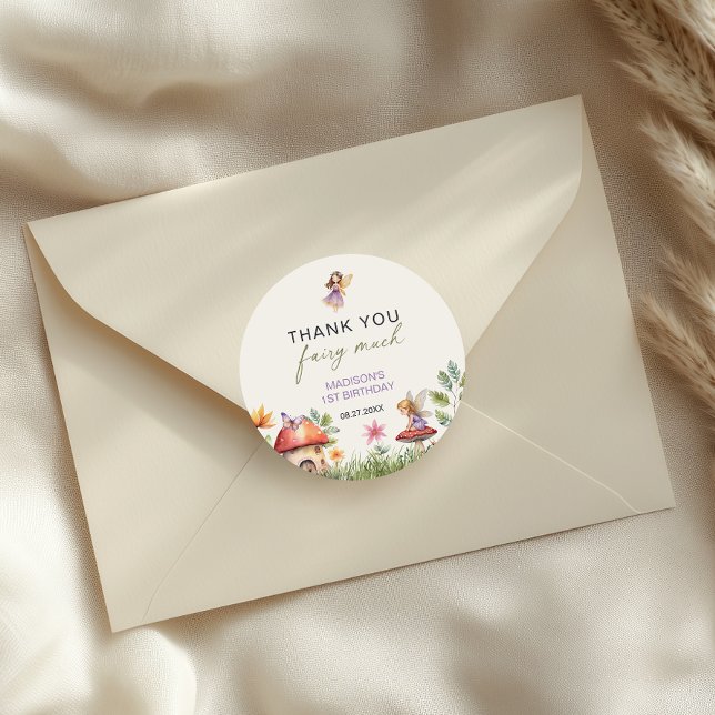Fairy First Birthday Thank You Fairy Much Classic Round Sticker (Creator Uploaded)