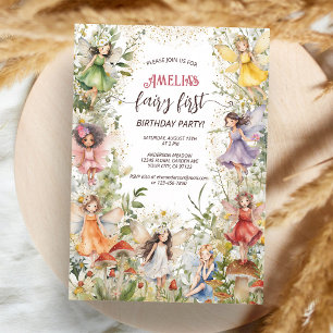 Fairy First Birthday Watercolor Garden Invitation