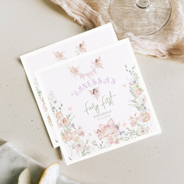 Fairy First Birthday Whimsical garden Lilac Napkin (Creator Uploaded)