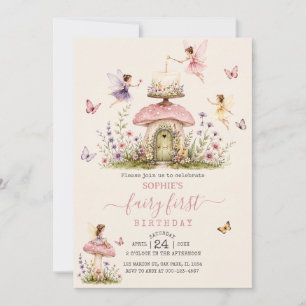 Fairy First Birthday Woodland Fairy Garden Invitation