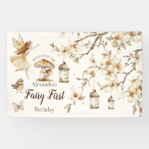 Fairy First Birthday Woodland Floral Banner