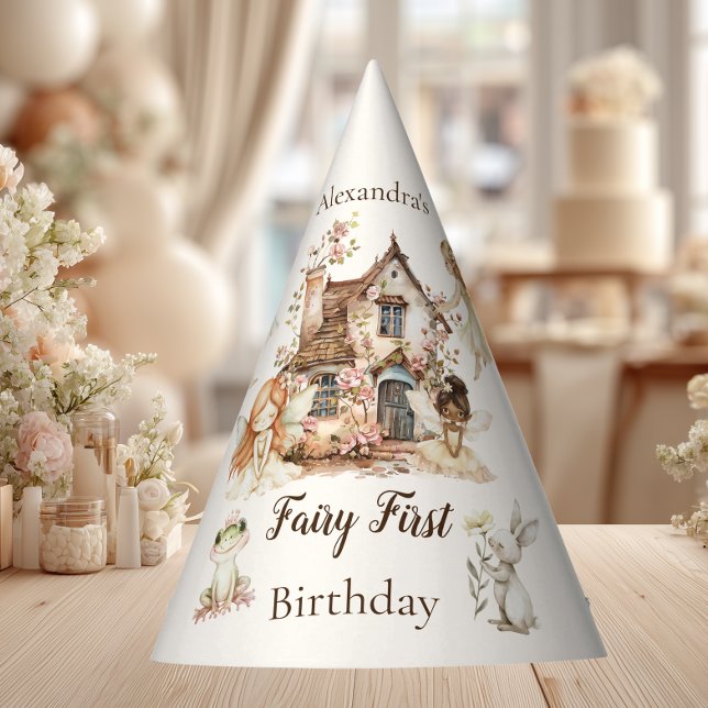 Fairy First Birthday Woodland Floral Party Hat (Creator Uploaded)