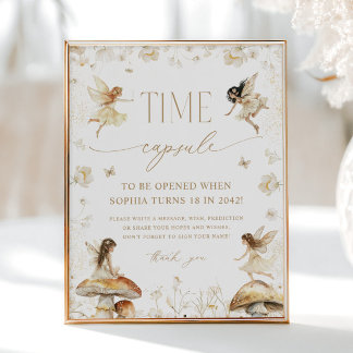 Fairy First Boho Birthday Party Time Capsule Poster