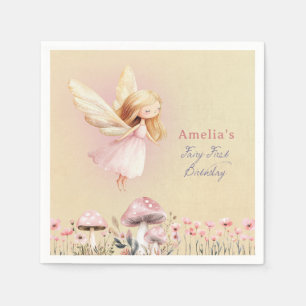 Fairy First Cute Girl's 1st Birthday Party Napkin