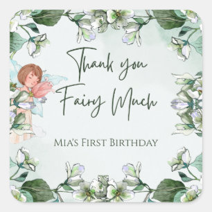 Fairy First Enchanted 1st Thank you Fairy Much Square Sticker