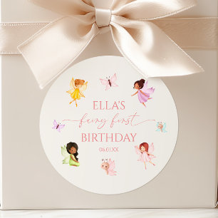 Fairy First Enchanted Fairies 1st Birthday Party Classic Round Sticker