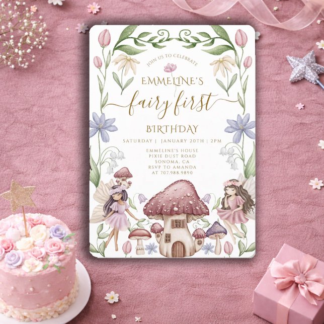 Fairy First Enchanted Forest Girl 1st Birthday Invitation (Creator Uploaded)