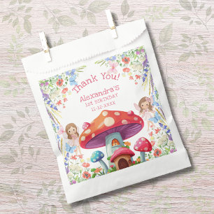 Fairy First Floral Girl 1st Birthday Thank You Favour Bags