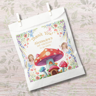 Fairy First Floral Girl 1st Birthday Thank You Favour Bags