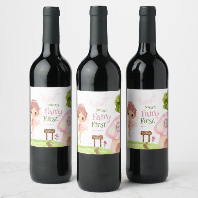 Fairy First, Flower Garden & Fairyland Enchanted Wine Label (Bottles)
