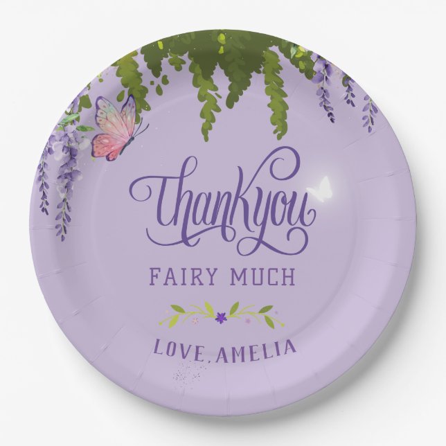 Fairy First Girl's 1st Birthday Enchanted forest Paper Plate (Front)